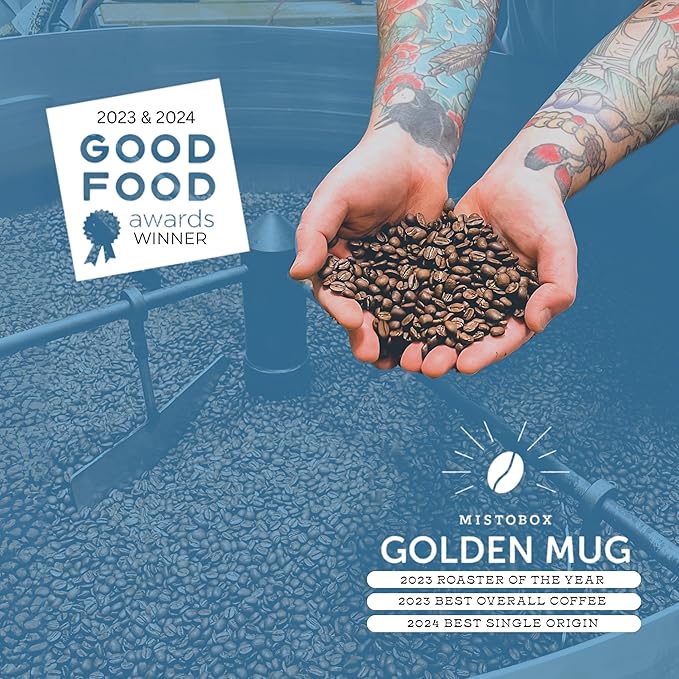 Goshen Coffee Roasters Whole Bean Old School Tattoo House Blend | Medium Roast, Brewed or Espresso | Award-Winning, Natural and Washed | Caramel, Nutty, Orange Flavors | 12 Oz Bag