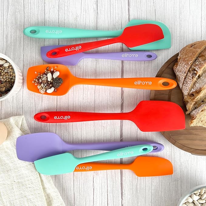 Elihome Classic Silicone Spoonula - Non-Stick Heat Resistant Silicone Scraper Spatula for Mixing, Serving, Scraping, Stirring, and More - 11 Inch, Red