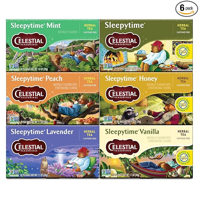Celestial Seasonings Sleepytime Herbal Tea, Variety Pack - Caffeine Free Sleep Tea, 20 Tea Bags Per Box (Pack of 6)