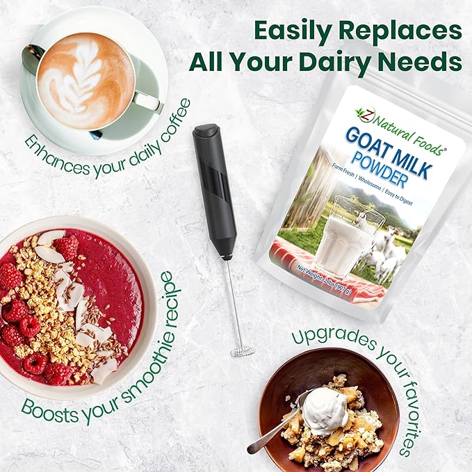 Z Natural Foods Goat Milk Powder - Pure Netherlands Full Cream Milk, Powdered Goat Milk, Highly Nutritious, Easy Digestion - Whole Goats Milk for Adults for Smoothies, Cooking, Baking, 2 lbs