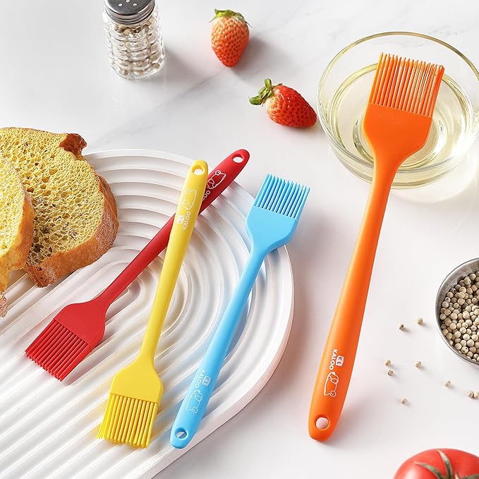 4PCS Silicone Basting Pastry Brush, Kaloo Kitchen Cooking Brush for Food Butter Oil BBQ Sauce Baking, Heat Resistant & Dishwasher Safe (Stylish Dog Pattern)