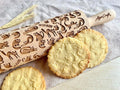 MEOW CATS EMBOSSING ROLLING PIN WOODEN HANDMADE ROLLING PIN with CATS GIFT FOR CAT LOVERS