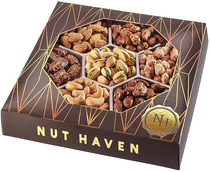 Thanksgiving Nuts Gift Basket - Extra Large Assortment of Sweet & Roasted Salted Gourmet Nuts - Assorted Food Gift Box for Christmas, Holiday, Family, Sympathy, Men & Women.