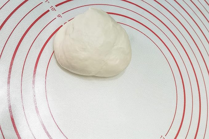 Yansumi silicone pastry non stick baking mat with measurement fondant mat with three sizes for silicone baking mat, counter mat, dough rolling mat,fondant/pie crust mat. (L,24"L x 16"W,Red)
