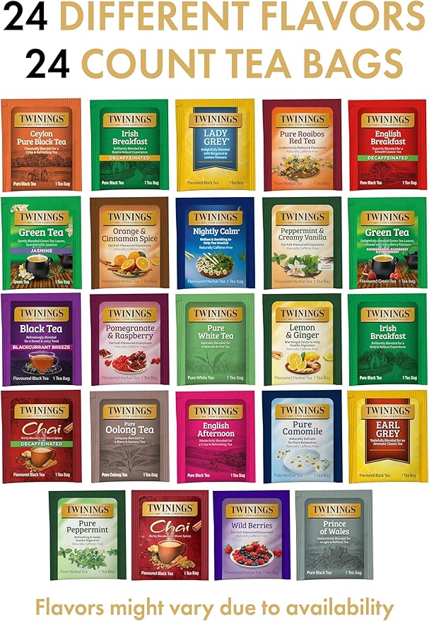 Twinings Gift Advent Calendar, Tea Bags Sampler Assortment, Variety Pack (24 Count) 24 Different Flavors for Tea Lovers: Her, Him, Women, Men, Couples, Family, Friends, Coworkers