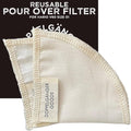 (2-Pack) Reusable Organic Cotton Filters for Hario V60 and Origami Style Pourover Coffee Filters, Ceramic Cup, Glass, Plastic Dripper (Size 01, 1-2 Cups)
