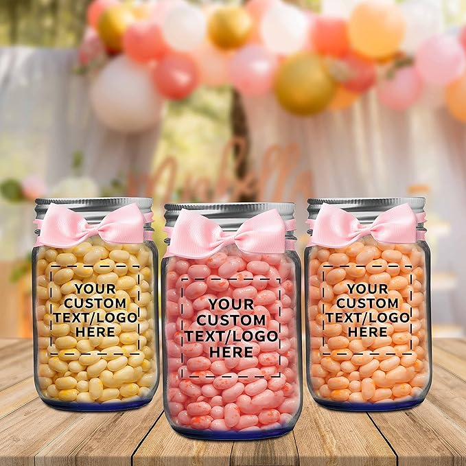 DISCOUNT PROMOS 50 Decorating Mason Jars Set, 12 oz. - Customizable Text, Logo - Canning, Aluminum Lid - Blue
