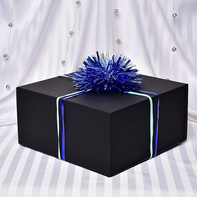 Prime Line Packaging Christmas Gift Boxes, Holiday Gift Boxes with Lids for Presents, Large Black Gift Box for Small Business Wrap, Weddings, Birthdays, Events, Bulk, 12x12x6, 15 Pack