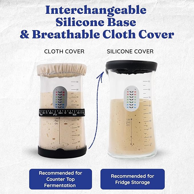 Complete Gluten Free Sourdough Starter Kit: Gluten Free 100+ Year Old Dehydrated Sourdough Starter, Sourdough Jar, Feeding Band, Cloth Cover, Spatula & Thermometer - Beginner Friendly Sourdough Kit
