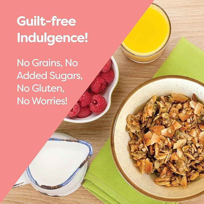 Kiss My Keto Sugar Free Granola, Salted Caramel 4-Pack – Curb Cravings with Few Net Carbs – Allulose Sweetened, Resealable & Gluten-Free Crunchy Clusters – Grain Free Granola Great With Yogurt or Milk
