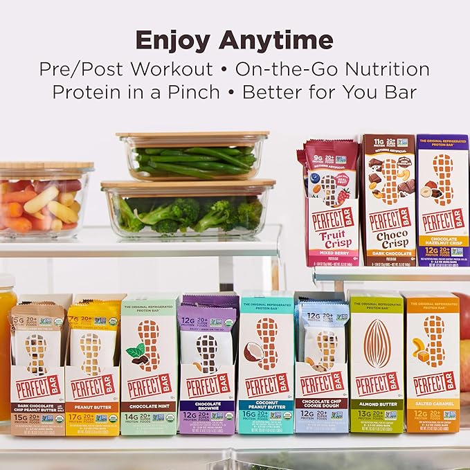 Perfect Bar Original Refrigerated Protein Bar, Peanut Butter Lover's Variety Bundle, 2.2 - 2.5 Ounce Bar, 8 Count (Pack of 3)