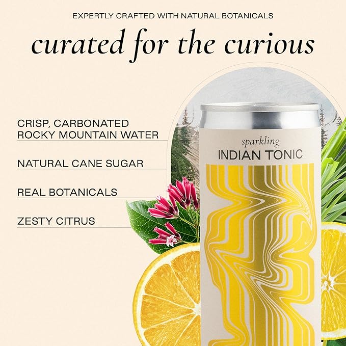 Strongwater Sparkling Indian Tonic Water - 12 Pack Cans (8.4 Fl Oz Each) - Premium Mixer with Quinine, Rocky Mountain Water & Botanicals - No Added Preservatives, Zero Sugar