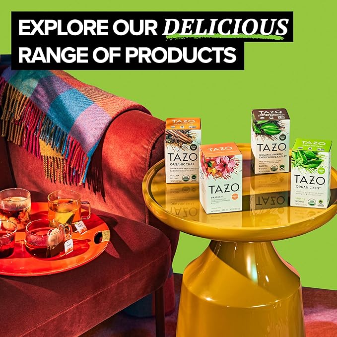 TAZO Tea Bags, Passion, Pumpkin Chai, Vanilla Caramel Chai, Wild Sweet Orange, Peachy Green, 20 CT (1ea) (Variety Pack)