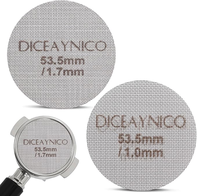 2 Pieces Espresso Puck Screen,Metal Coffee Filter,1.0mm & 1.7mm Thickness 150μm - 316 Stainless Steel,Reusable Barista Espresso Filters for Espresso 53.5mm Portafilter Filter Basket