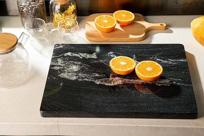 Natural Black Marble Pastry and Cutting Board, 12x16x0.7 Inch, Heavy for Dough Chocolate, Pack of 1