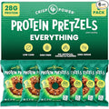 Crisp Power Protein Pretzels, Everything, High Protein Vegan Keto Snack, 28 G Plant Based Protein, Low Carb Crunchy Pretzel Snacks, No Added Sugar, No Seed Oils, 1.75 oz Bags, 6 Pack