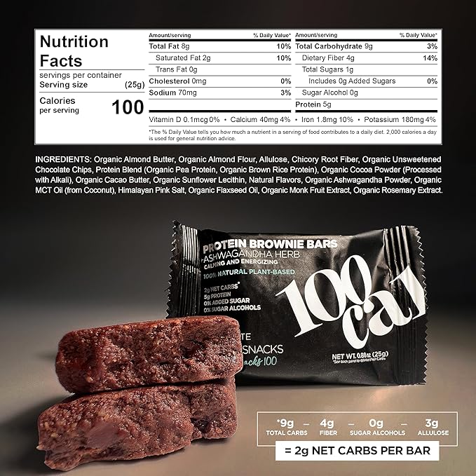 100 CAL SNACKS Variety Pack | Chocolate Brownie Protein Bar & BBQ Protein Puffs | Healthy On-the-Go High Protein Snacks | Non-GMO, Organic, Real Ingredients, No Added Sugar, High Fiber & Gut-Friendly