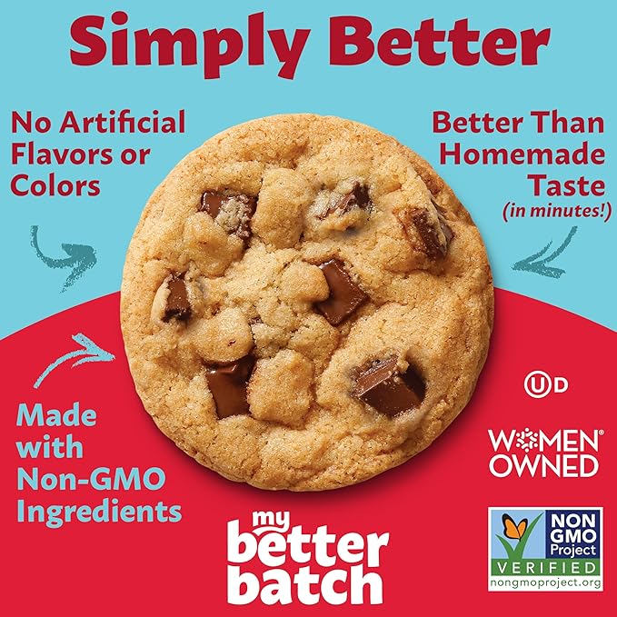 My Better Batch, Chocolate Chip Cookie Mix, Simple Cookie Recipe, Chocolate Chunk Cookies, Makes 96 Large Cookies, Non GMO, Kosher, 16oz (Pack of 6)