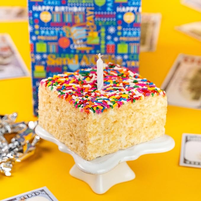 Birthday Billionaire Box by Send A Cake – Ready-to-Gift Music Box with Sweet Caramels & 3" Happy Birthday Crispy Cake – No Assembly, Unique Birthday Gift for Women, Men & Kids