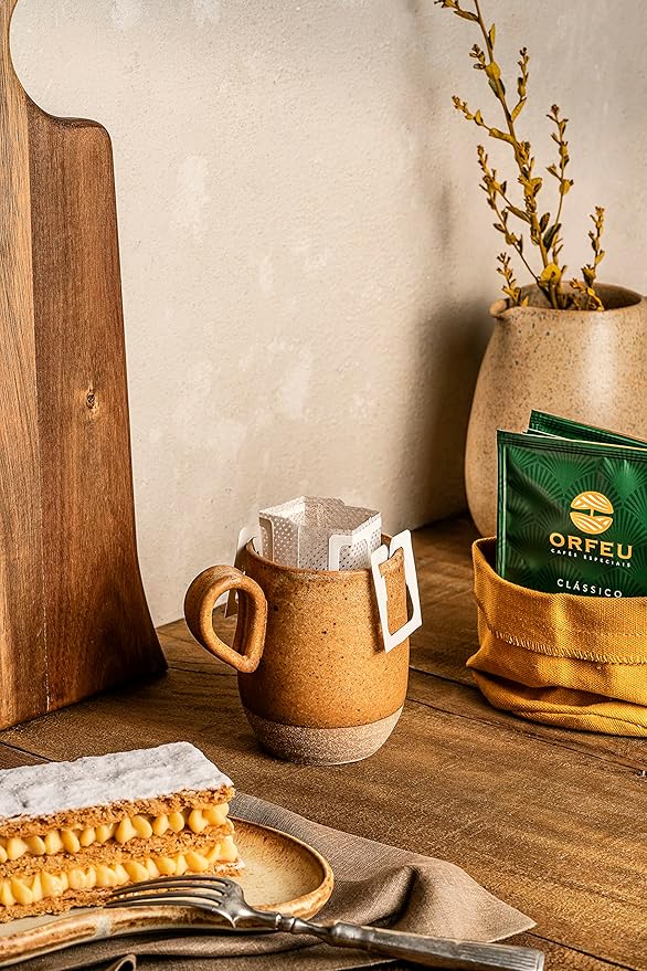 ORFEU - Special Coffee Classic Drip Sachet - 100% Arabica Coffee, Medium Roasted, Aroma of Floral, Fruity & Caramel, Balanced Acidity, Made In Brazil, Soft with Velvety Structure - 10 units, 100g