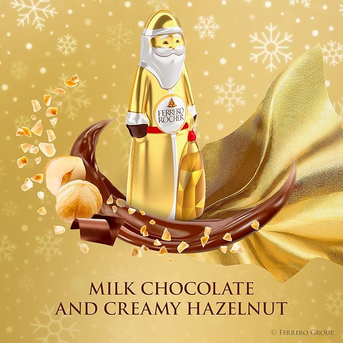 Ferrero Rocher, Milk Chocolate Hazelnut Hollow Santa, Holiday Chocolate Gift, 2.4 oz