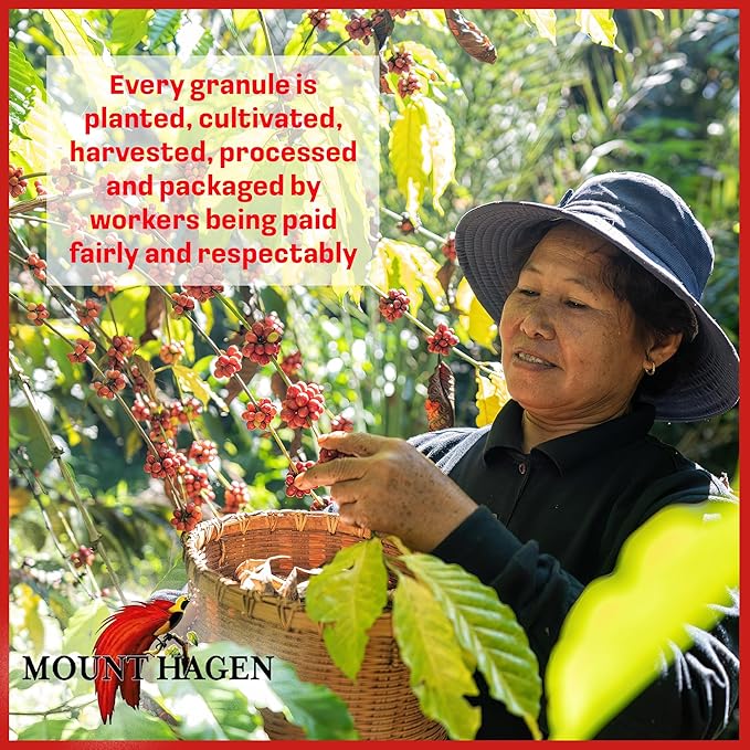 Mount Hagen Instant Espresso Coffee, Eco-friendly Organic Espresso Coffee Made From Medium Roast Arabica Beans, Freeze Dried Instant Coffee, Fair-Trade, Kosher, 1.76oz Jar