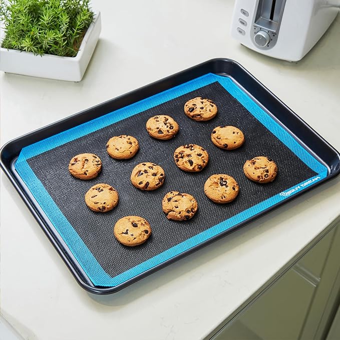 3PCs GUY DREAM Perforated Silicone Baking Mat 11-4/5" x 15-3/4" - 1 Choux Mat, 1 Eclair Mat and 1 Blank Mat for Baking Cookie- Steaming Mesh For Half Size Cooking Sheet- Non-Stick Reusable Oven Liner