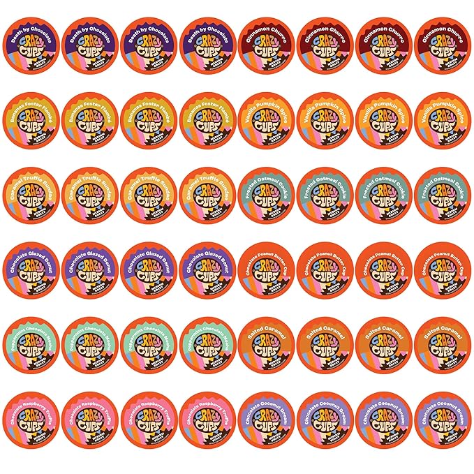 Crazy Cups Flavored Coffee Pods Variety Pack - Coffee Flavors and Chocolate Coffee Flavors for Keurig K Cups Machines, Medium Roast, Single Serve Coffee Pods, 48 Count