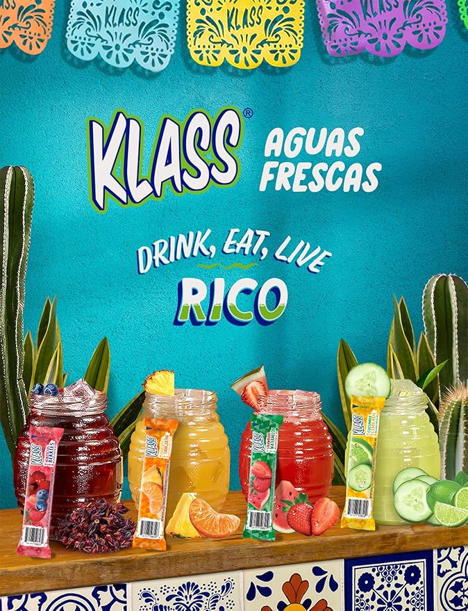 Klass Aguas Frescas | Drink Mix Strawberry Watermelon | Sugar Free! (40 Count Powder Stick Packs)
