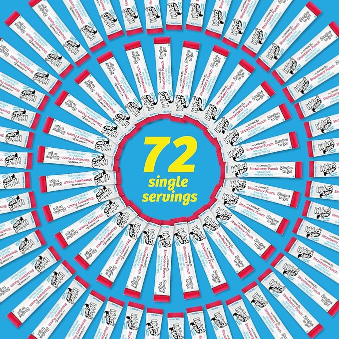 Wyler's Light Singles to Go Caffeinated Drink Mix - Strawberry Punch Powder Sticks (12 Boxes with 6 Packets Each - 72 Total Servings)