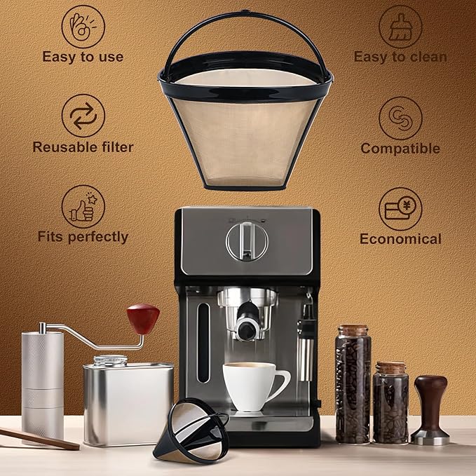 Reusable Coffee Filters for Ninja Coffee Filter, Permanent Coffee Filter 4, Used for Replacing the Ninja Coffee Bar Brewer, 4 Cone Permanent Coffee Filter, 2Pcs
