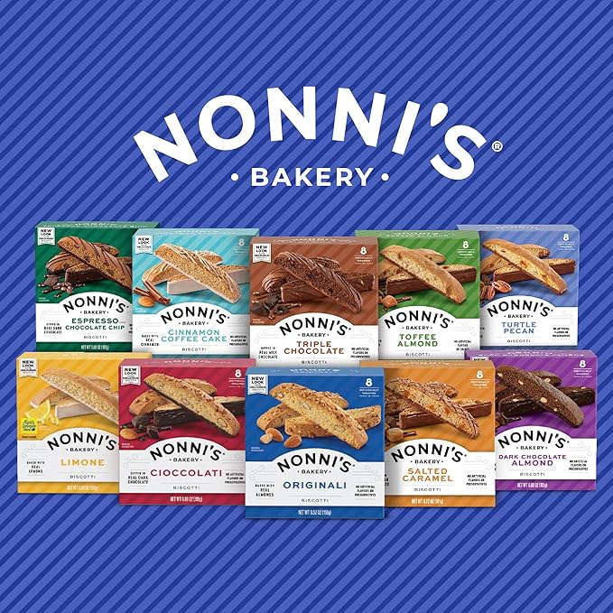 Nonni's Gingerbread Biscotti Holiday Cookies - 3 Boxes Gingerbread Cookies - Gingerbread Christmas Cookies w/Almonds & White Icing - Biscotti Individually Wrapped Cookies - Italian Cookies - 6.88 oz