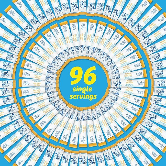 Wyler's Light Singles To Go Powder Packets, Water Drink Mix, 96 Single Servings, Peach Iced Tea, 7 Ounce (Pack of 12), 5.64 Ounce