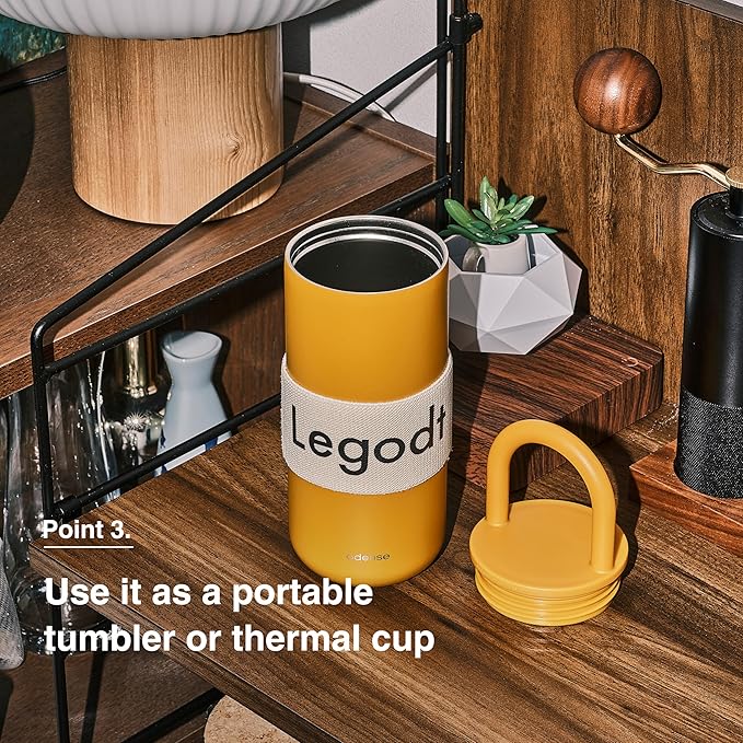 Odense Legodt Loop Tumbler 20oz with Lid and Handle - Insulated Tumbler with Leak-Resistant Lid - Double Stainless Steel Travel Coffee Mug, Water Bottle, Keeps Drinks Hot or Cold(Sweet Pumpkin)