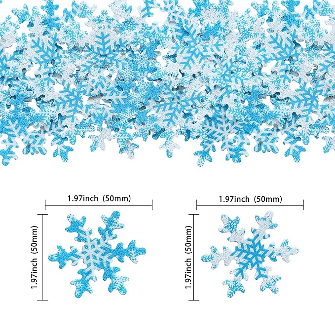 Gyufise 50Pcs Pink Edible Cupcake Cake Toppers Snowflake Cake Decorations for Christmas Winter Frozen Theme Party Supply Decoration Multi
