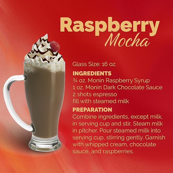 Monin - Raspberry Syrup, Sweet and Tart, Great for Cocktails and Lemonades, Gluten-Free, Non-GMO (1 Liter, 2-Pack)