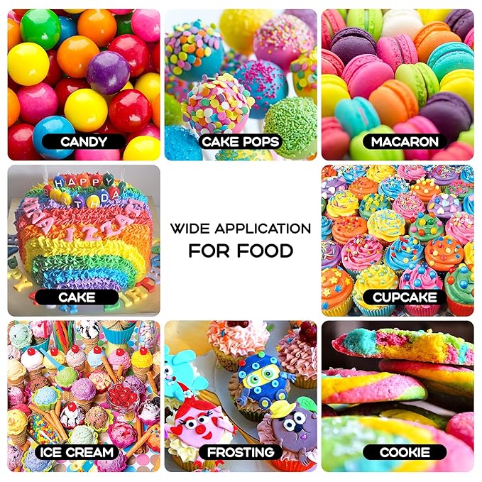 Gel Food Coloring 8 Colors x 0.7 oz Concentrated Gel Based Food Dye Vibrant Icing Colors Neon Food Coloring for Baking Cake Decorating Cookies Fondant