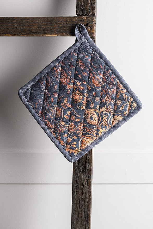 Maison d' Hermine Pot Holders 100% Cotton Heat Resistant Potholders 8" x 8" Hot Pads with Loop BBQ, Cooking, Baking, Grilling, Kitchen, Handling Hot Pans (Pack of 1, Imperfection)