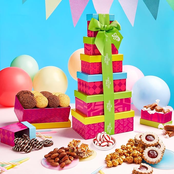 Gluten Free Palace Gift Basket Tower – Mother’s Day Treats – 6-Tier Festive Gluten Free Cookies Gift Basket Treat Tower – Father’s Day Gifts Sweets – Family, Birthday & Thank You Gift Set