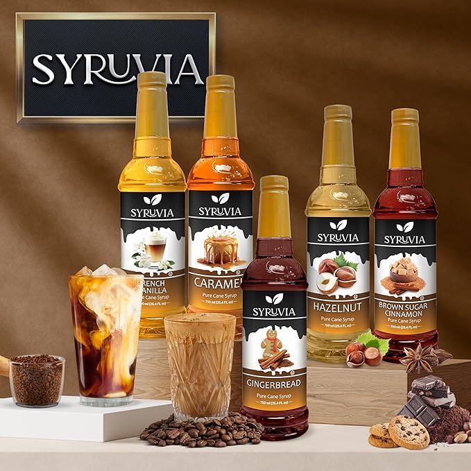 Syruvia S’mores Syrup for Coffee - 25.4 fl oz. Kosher and Gluten-Free. Perfect for Lattes, Smoothies, Shakes, Drinks, Desserts, and More.