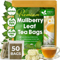 FreshDrinkUS, Premium 50 Mulberry Leaf Tea Bags, 100% Natural & Pure from Mulberry Leaves. Herbal Tea. Made with Natural Material Tea Bags. No Sugar, No Caffeine, No Gluten, Vegan.