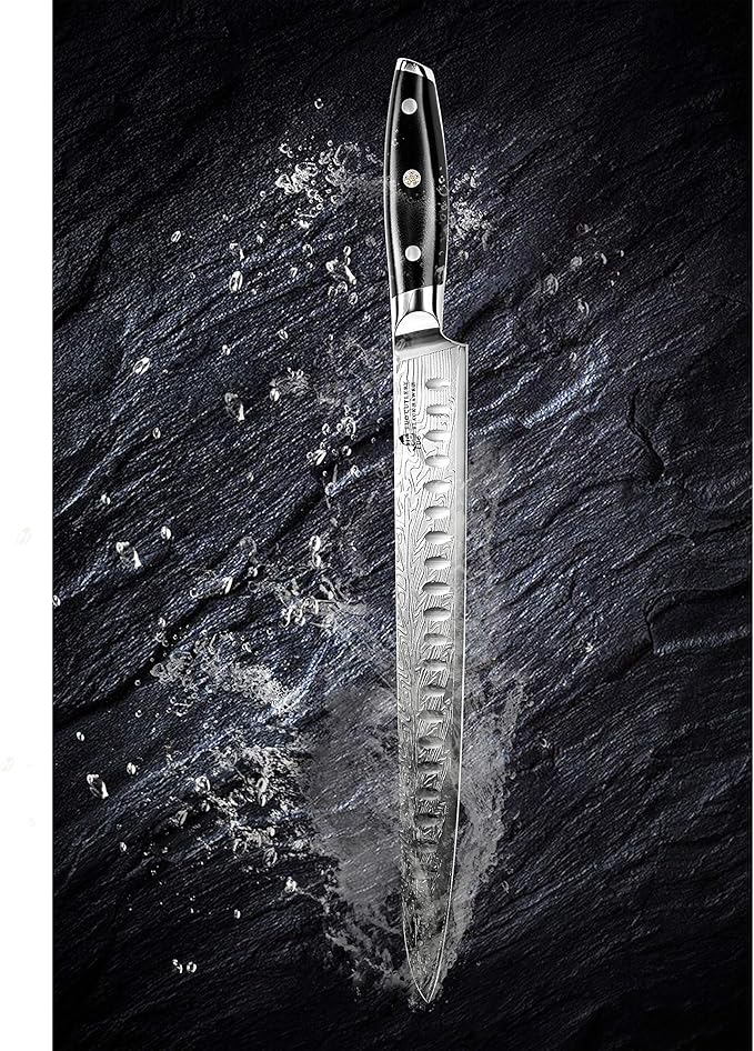 TUO Slicing Knife - Meat Carving Knife Brisket Knife High Carbon Stainless Steel 12-Inch - Meat Knife with G10 Full Tang Handle - Black Hawk-S Knives Including Gift Box