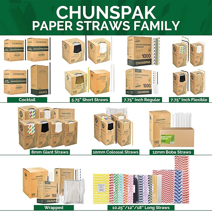 5.75 inch Blue/White Striped Paper Straws & Stirrer Sticks 500 Counts, for Cocktail, Coffee, Bars and Restaurants, Disposable