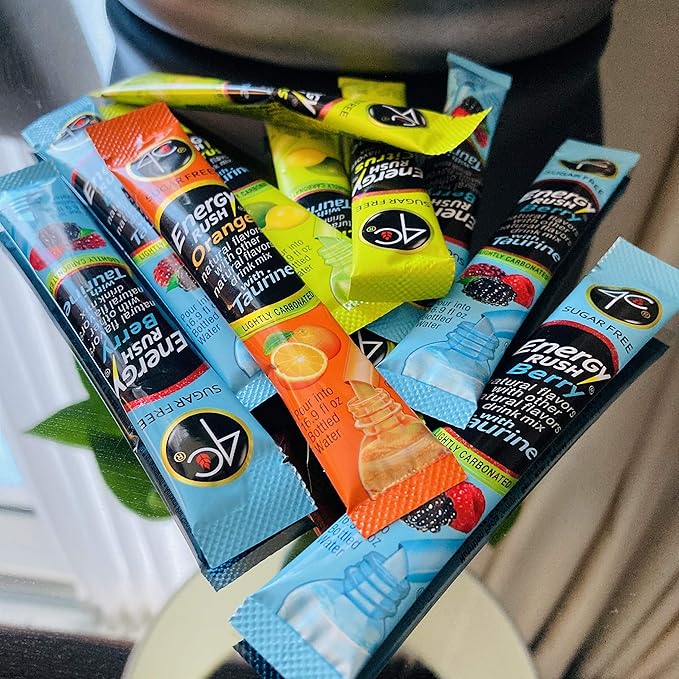 4C Powder Energy Rush Stix, Energy Rush - Berry 350 Count, Bulk Buy, Singles Stix, On the Go, Refreshing Water Flavorings, Value Pack