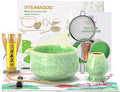 TEANAGOO Matcha Whisk Set,7 Pcs Matcha Set Green,Ceremony Matcha Kit,Matcha Tea Set for Making Latte,Ceramic Bowl(chawan) whith Spout and Whisk,Gift for Matcha Lovers