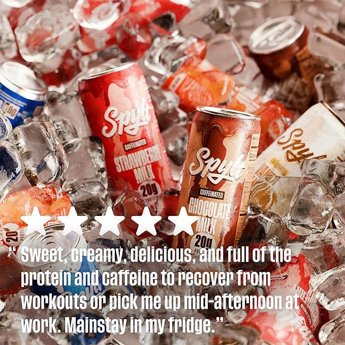 Spylt High Protein Milk - 6 Flavor Variety Pack with 60mg Caffeine & 20g Protein - 90 Calories, Ready to Drink, Sugar Free, Lactose Free Milk, Perfect for Workout Recovery & Afternoon Pick Me Up - 12 Count