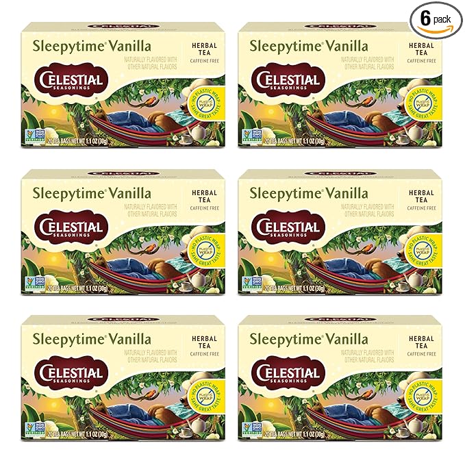 Celestial Seasonings Sleepytime Herbal Tea, Vanilla, Caffeine Free Sleep Tea, 20 Tea Bags Per Box (Pack of 6)