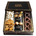 Oh! Nuts Chocolate Gift Basket - 6 Section Candy Square Metal Tin Box - Gourmet Assorted Chocolate Gifts Baskets - Healthy Chocolate Gifts Box for Birthday, Holiday, Corporate, Family, Men & Women