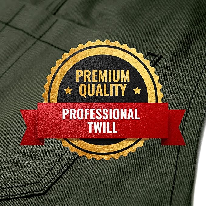 Under NY Sky Cross-Back Moss Green Apron – Durable Twill with Leather Reinforcement and Split-Leg – Adjustable for Men and Women – Pro Chef, Tattoo, Baker, Barista, Bartender, Stylist, Server Aprons