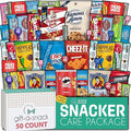 Gift A Snack - Thanksgiving, Holiday, Christmas Stocking Stuffer Snack Box Variety Pack Care Package + Greeting Card (50 Count) Birthday Sweet Treats Gift Basket, Candies Chips Crackers Bars